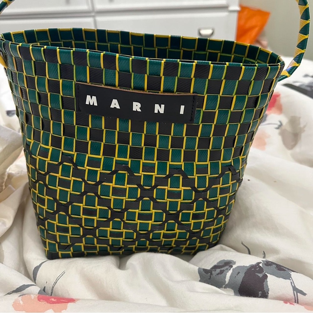 Marni Green and Yellow Geometric Tote Bag